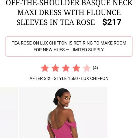 NWT After Six Off-the-Shoulder Maxi Dress Fushia Basque Neck Flounce Sleeves 12 - Picture 13 of 14